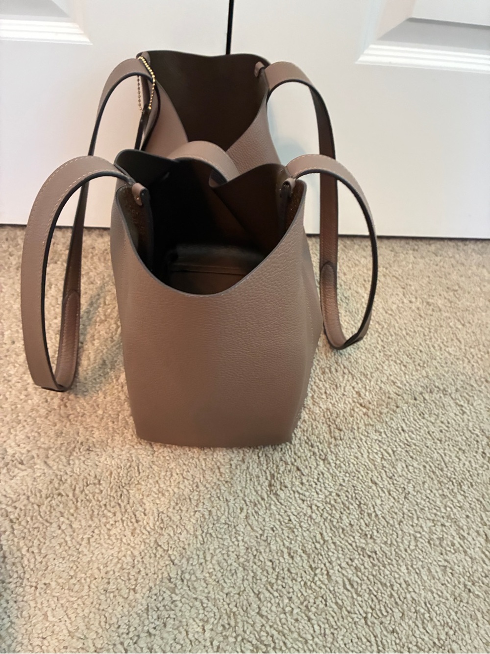 COACH Tote Dark Stone Pebbled Leather Hadley Tote - Picture 3 of 8